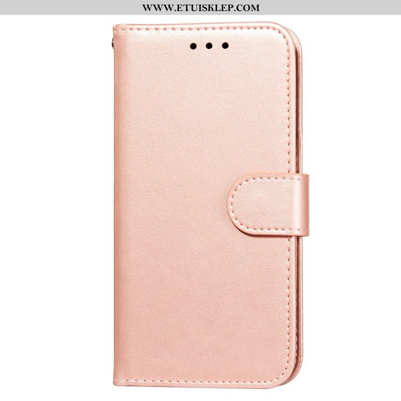 Etui Folio do Samsung Galaxy S22 5G z Łańcuch Pasek W Jednolitym Kolorze